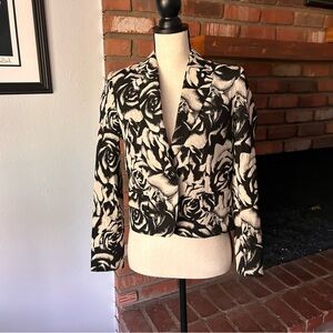 Alice + Olivia Rose Print Black & White Crop Blazer Sz S